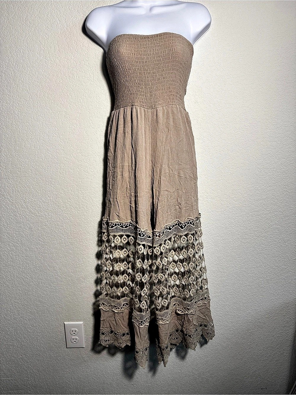 Justify Crochet jumpsuit romper in Brown Size Small boho cottagecore festival